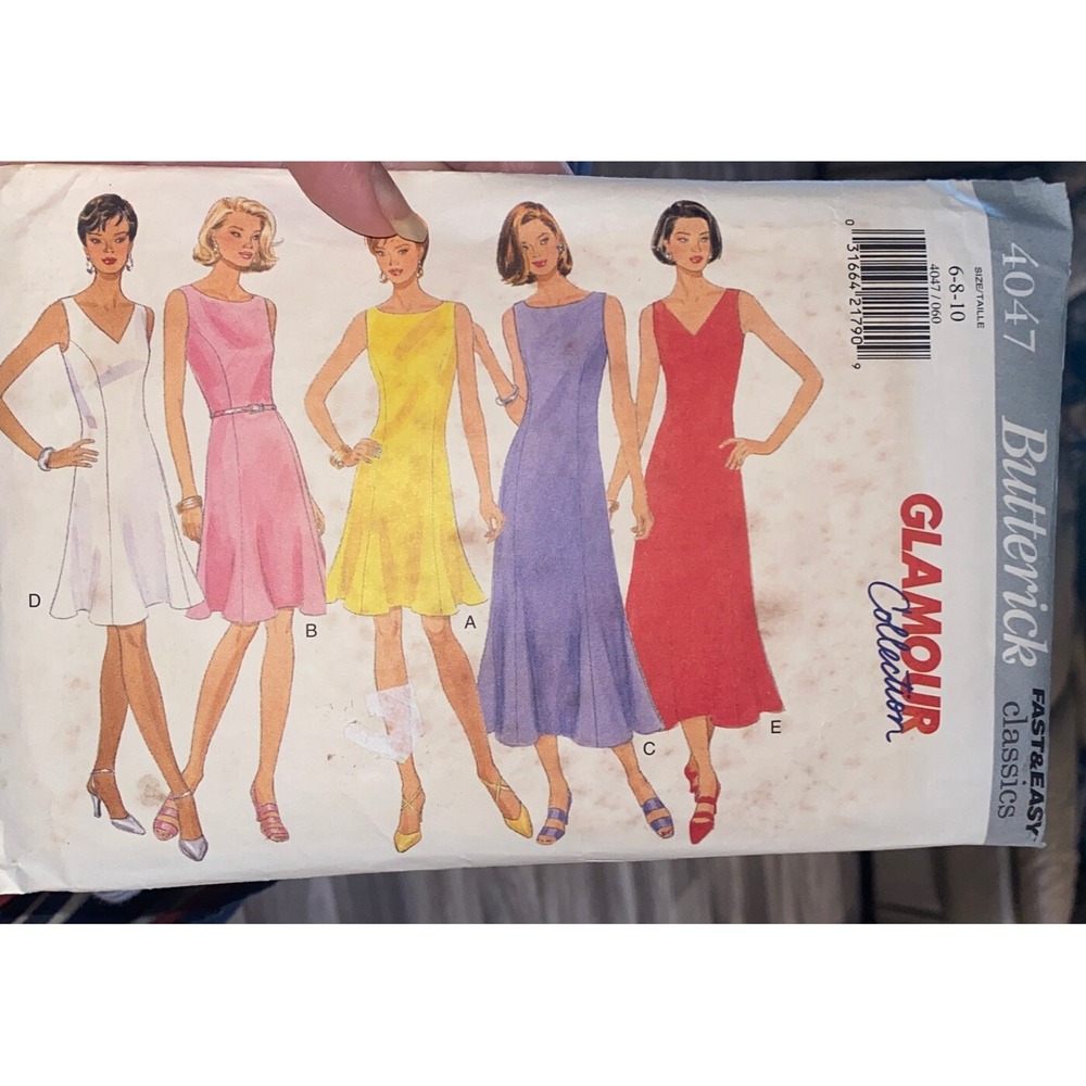 Vintage 1995 Butterick Dress Sewing Pattern 4047 Size 6-10 Cut Complete